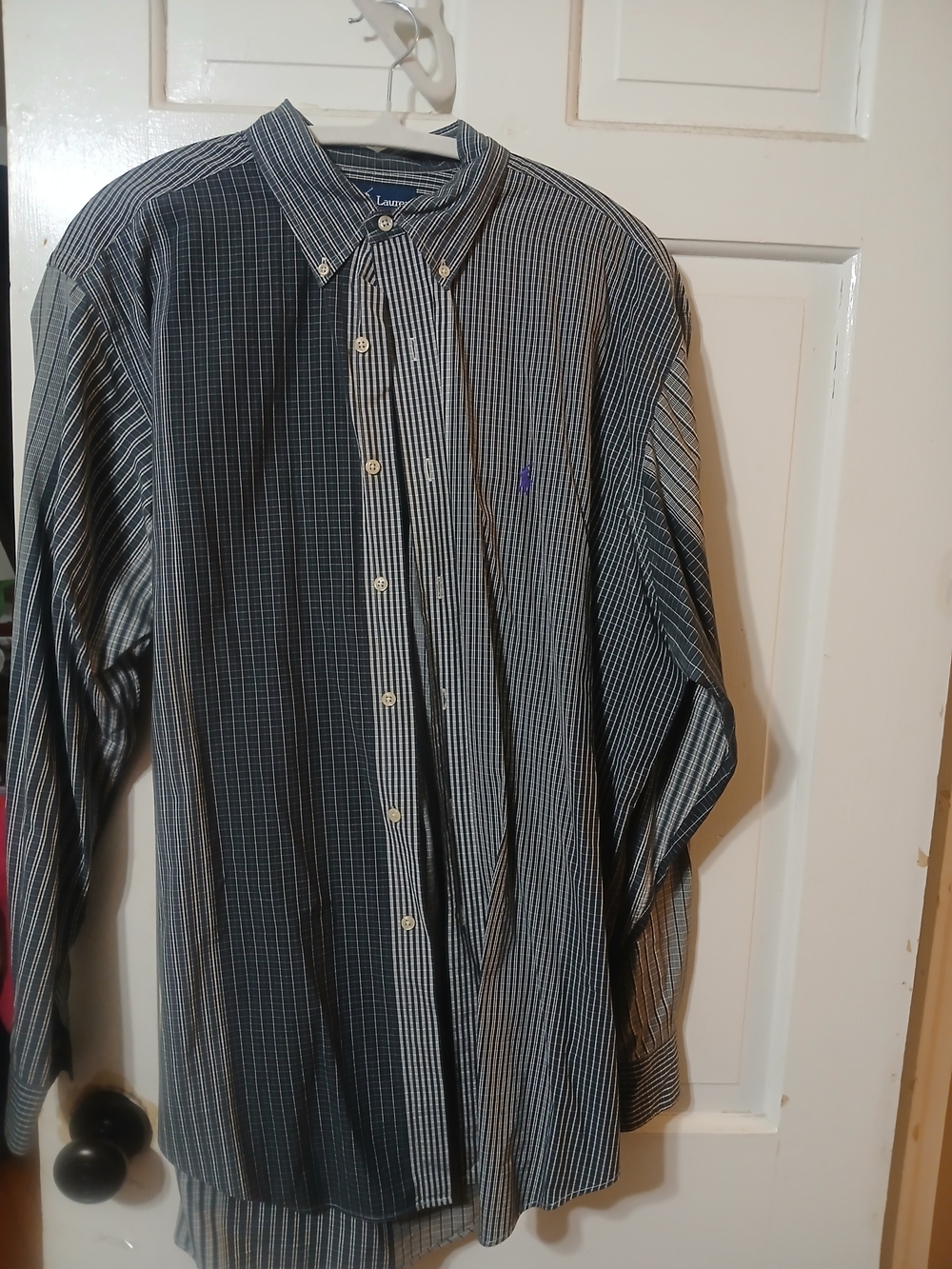 Ralph Lauren Men’s Black and White Narrow-Striped Button-Down Shirt